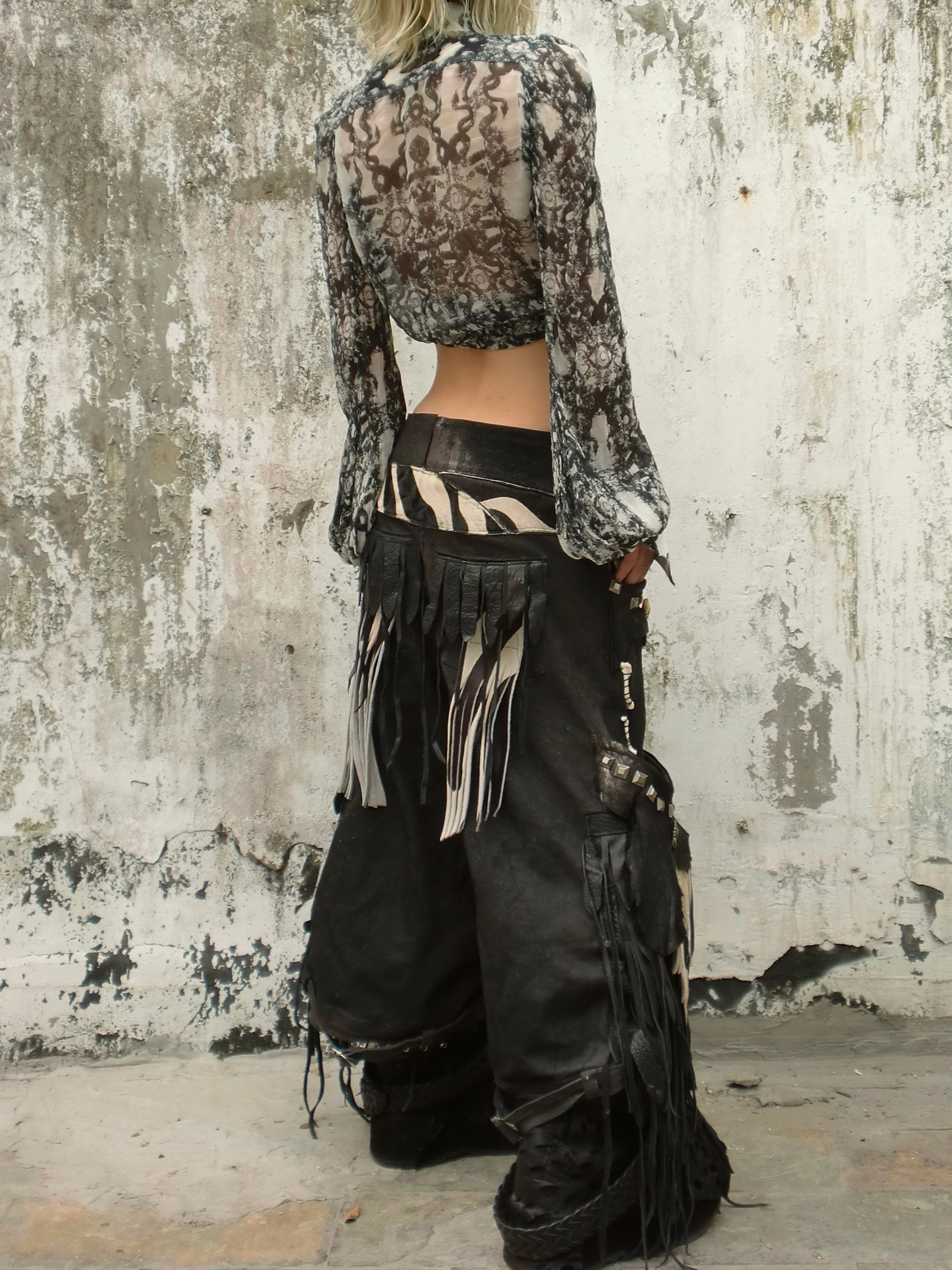 S06-Ornamented wide cargo pants